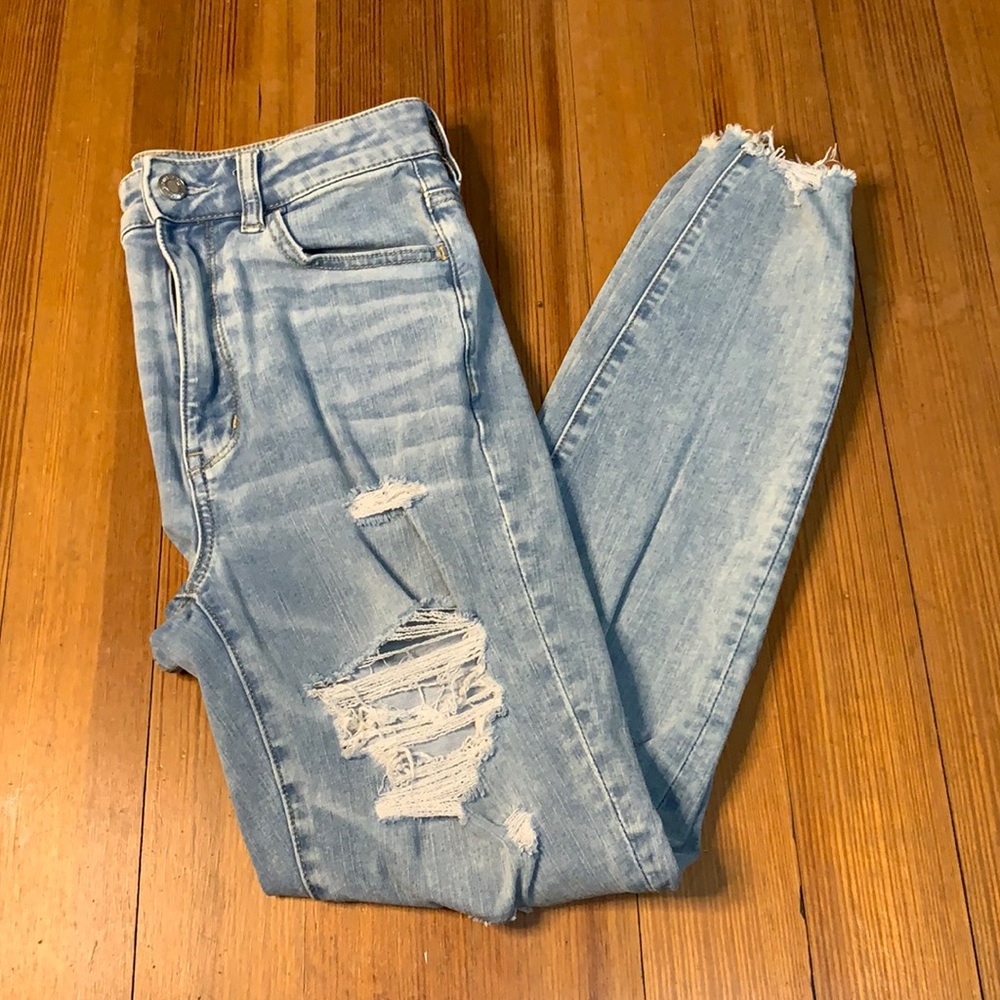 American Eagle 360 Next Level Stretch Highest Rise Ripped Jeggings